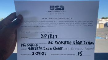 El Dorado High School (Placentia) [Varsity Show Cheer Non-Tumbling Advanced] 2021 USA Virtual Spirit Regional #3