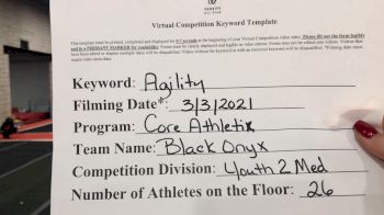 Core Athletix - BLACK ONYX [L2 Youth - Medium] 2021 Varsity All Star Winter Virtual Competition Series: Event III