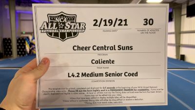 Cheer Central Suns - Caliente [L4.2 Senior Coed - Medium] 2021 NCA All-Star Virtual National Championship