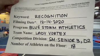 Blue Storm Athletics - Lady Vortex [Level 3 L3 Senior - D2] 2020 America's Best Virtual National Championship