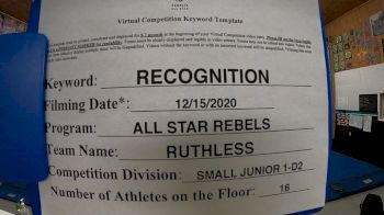 All Star Rebels - Ruthless [L1 Junior - D2 - Small] 2020 America's Best Virtual National Championship