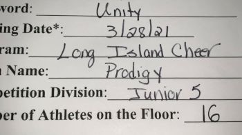 Long Island Cheer - Prodigy [L5 Junior - Small] 2021 Mid Atlantic Virtual Championship
