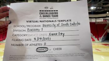 University of South Dakota [Virtual Division I Game Day - Dance Semi Finals] 2021 UCA & UDA College Cheerleading & Dance Team National Championship