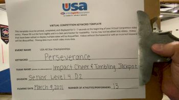 Impact Cheer & Tumbling - Jackpot [Senior Level 4-D2] 2021 USA All Star Virtual Championships