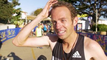 Aaron Braun after winning the Half Marathon on Monterey Bay