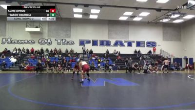 165 lbs Cons. Round 2 - Jason Valencia, Lassen College vs Adam Arvizu, Sacramento City College
