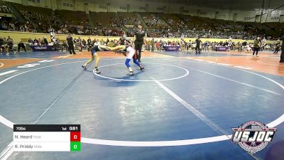 70 lbs Consi Of 4 - Nathaniel Heard, Texas Select Wrestling vs Raytin Priddy, Noble Takedown Club