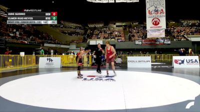 Junior Boys - 132 lbs Cons. Round 2 - Elmer Ruiz-Reyes, Matilda Torres High School Wrestling vs Jude Gudino, Downey High School Wrestling