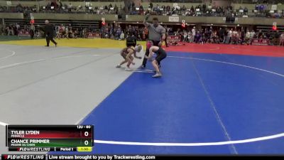 80 lbs Quarterfinal - Tyler Lyden, Pinnacle vs Chance Primmer, Prairie Du Chien