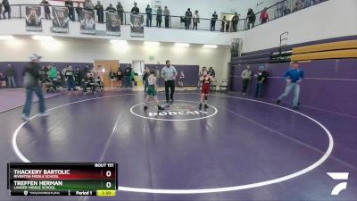 77 lbs Cons. Round 2 - Thackery Bartolic, Riverton Middle School vs Treffen Herman, Lander Middle School