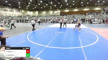 100 lbs Consi Of 4 - Alijah Valerio, Caldwell WC vs Yousuf Abdullah, Alpha Dawg