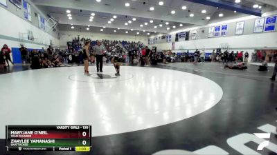 130 lbs Quarterfinal - Maryjane O`neil, Team Thunder vs Zhaylee Yamanashi, Unattached