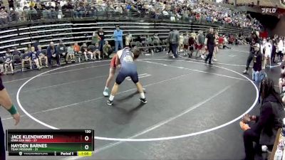 130 lbs Quarterfinals (8 Team) - Jace Klendworth, Iowa USA Red vs Hayden Barnes, Team Missouri