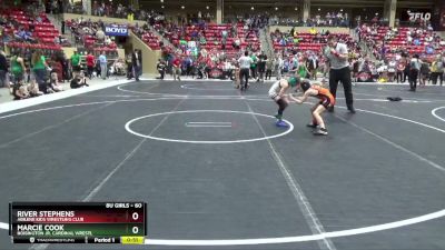 60 lbs Cons. Semi - Marcie Cook, Hoisington Jr. Cardinal Wrestl vs River Stephens, Abilene Kids Wrestling Club