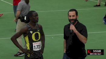Edward Cheserek after running collegiate mile record at BU Last Chance