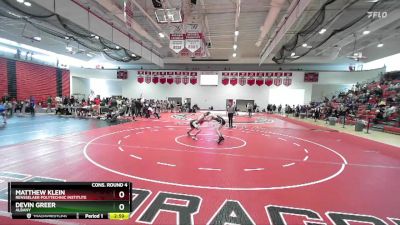 174 lbs Cons. Round 4 - Devin Greer, Albany vs Matthew Klein, Rensselaer Polytechnic Institute