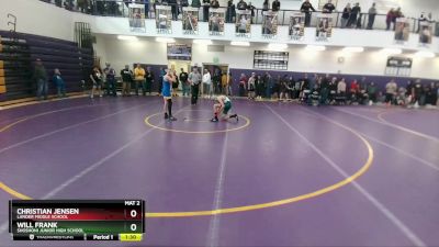 98 lbs Cons. Round 1 - Christian Jensen, Lander Middle School vs Will Frank, Shoshoni Junior High School