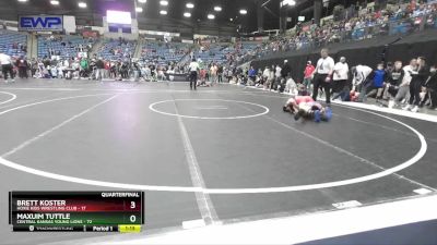 96 lbs Quarterfinal - Maxuim Tuttle, Central Kansas Young Lions vs Brett Koster, Hoxie Kids Wrestling Club