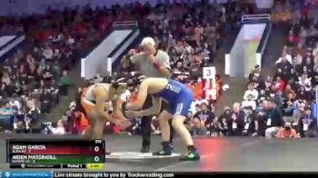 215 lbs Finals (8 Team) - Aiden Massingill, Dundee HS vs Adam Garcia, Alma HS