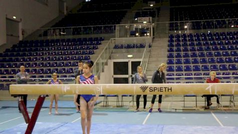 Victoria Nguyen Shows Switch Leap to Onodi Combo in Full Beam Routine - Training Day 1, 2017 Jesolo Trophy