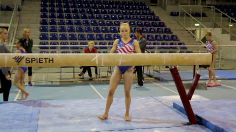 Riley McCusker Sticks Double Tuck Dismount In Full Beam Routine - Training Day 1, 2017 Jesolo Trophy