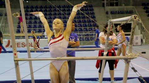 2 Claps For Riley McCusker From Valeri Liukin After Hit Bar Routine- Training Day 3, 2017 Jesolo Trophy