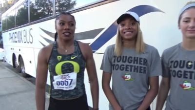 Oregon sprinters after breaking the 4x1 and 4x2 NCAA record