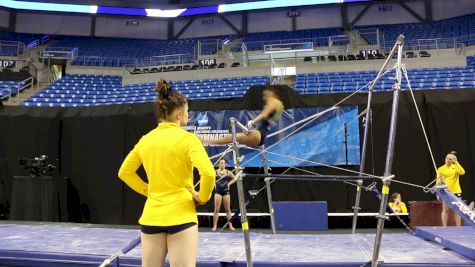 Brianna Brown Bars Dismount (Michigan) - 2017 NCAA Championships Training