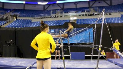 Brianna Brown Bars Dismount (Michigan) - 2017 NCAA Championships Training