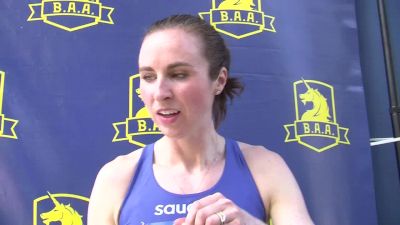 Nicole Sifuentes after BAA mile win, focusing on running brave