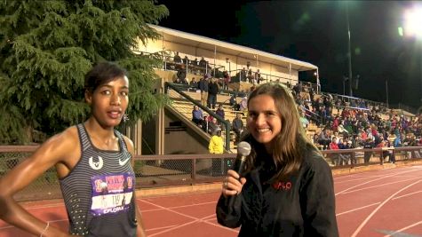 Sifan Hassan after kicking to victory in 5K