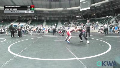 110 lbs 2nd Place - Garrett Holderby, Fort Gibson Youth Wrestling vs Krew Schuetz, Roland Youth League Wrestling