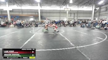 95 lbs Champ. Round 2 - Lane Howe, Homedale Middle School vs Bridger Simmons, Mountain View Middle School