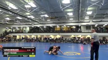 141 Freshman/Soph 7th Place Match - Logan Besecker, Ohio Wesleyan University vs Brady Packer, Adrian