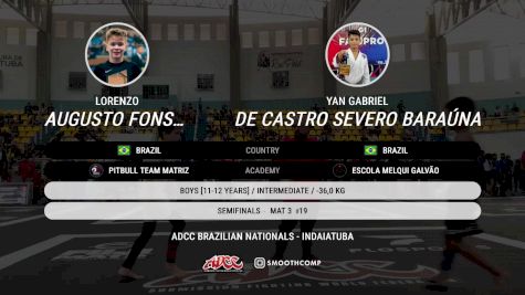Lorenzo Augusto Fonseca De Faria vs Yan Gabriel De Castro Severo Bar 2025 ADCC Brazilian Nationals