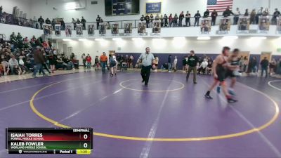 155 lbs Semifinal - Isaiah Torres, Powell Middle School vs Kaleb Fowler, Worland Middle School