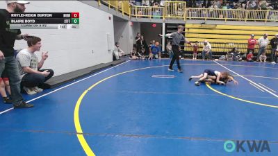 40 lbs Consi Of 8 #2 - Rhylei-Reign Burton, Midwest City Bombers Youth Wrestling Club vs Blaire Boyd, Standfast