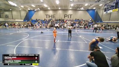 102 lbs Semifinal - Paitain King, Top Of Utah vs Mauricia Torres, Carbon Middle School