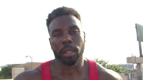 Cameron Burrell after breaking 10 seconds for the first time ever