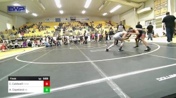 98 lbs Final - Callan Caldwell, Fort Gibson Youth Wrestling vs Asher Copeland, Har-Ber High School