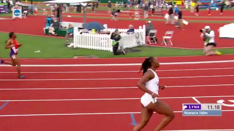 Women's 100m, Heat 2 - Washington, Stevens avoid near disaster in 100m