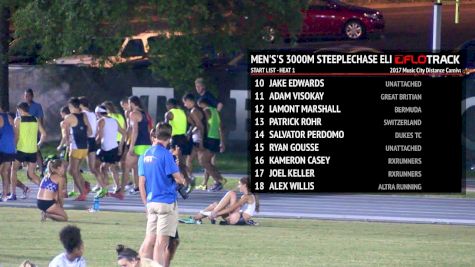Men's 3k Steeplechase Elite, Heat 1 - Five men under 8:40