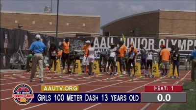 2016 AAU Throwback: Girl's 100m, Age 13 - Tamari Davis dominates