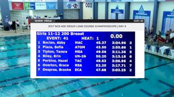 2017 NCS LC Champs | Boys 11-12 200m Breaststroke Heat 1
