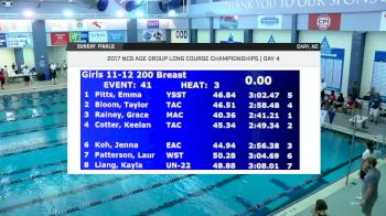 2017 NCS LC Champs | Boys 11-12 200m Breaststroke Heat 3