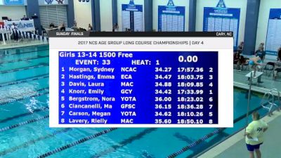 2017 NCS LC Champs | Boys 13-14 1500m Freestyle Final