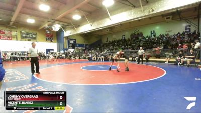 126 lbs 5th Place Match - Vicente Juarez, Cerritos vs Johnny Overgaag, Palm Desert