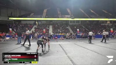 90 lbs Cons. Round 2 - Cailyn Young, Bobcat vs Jaycee Wiscombe, Trailhands