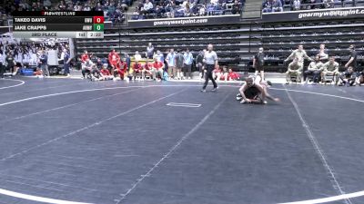 133 lbs 3rd Place - Takeo Davis, Gardner-Webb vs Jake Crapps, Army