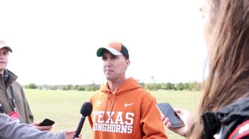 Texas coach Brad Herbster reacts to men's one-point loss to Iowa State